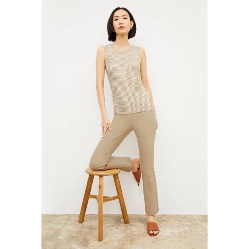 M.M.LaFleur Foster Pants Womens 10 Sand Beige EUC Side Zip High Rise Stretch CIG